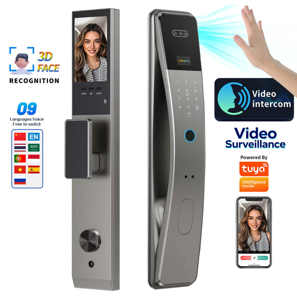 Tuya 3D face recognition smart door lock with video intercom