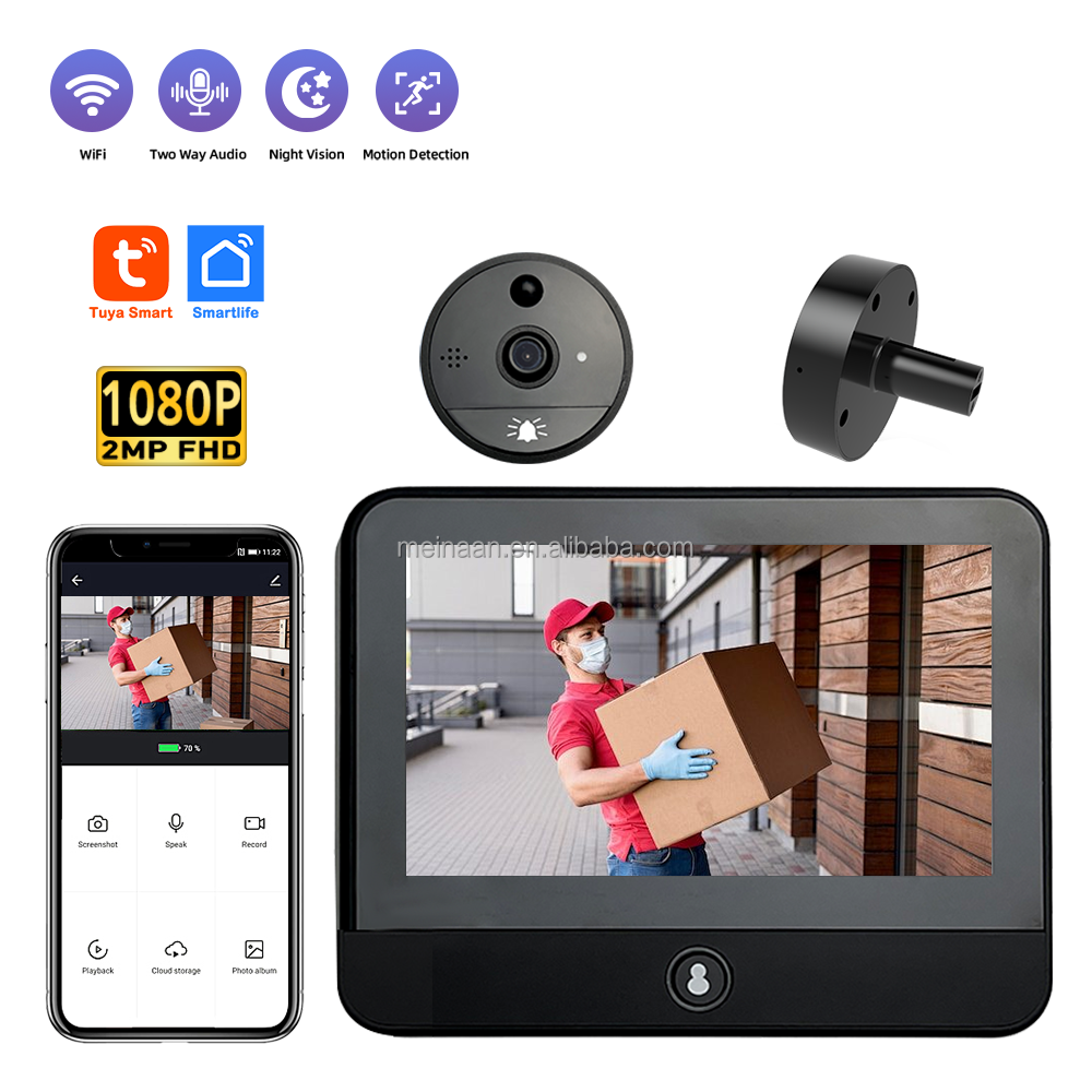 OEM S52 1080P smart video doorbell with 4.3-inch indoor screen and Tuya app